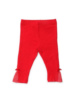 Red Leggings With Printed Hem